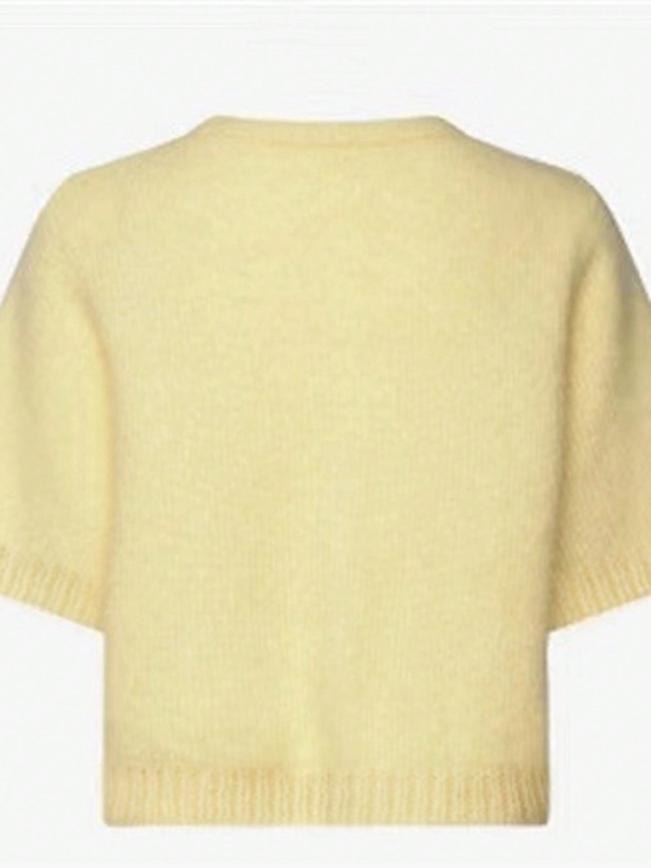 INAWLY Solid Button Front Cardigan Yellow