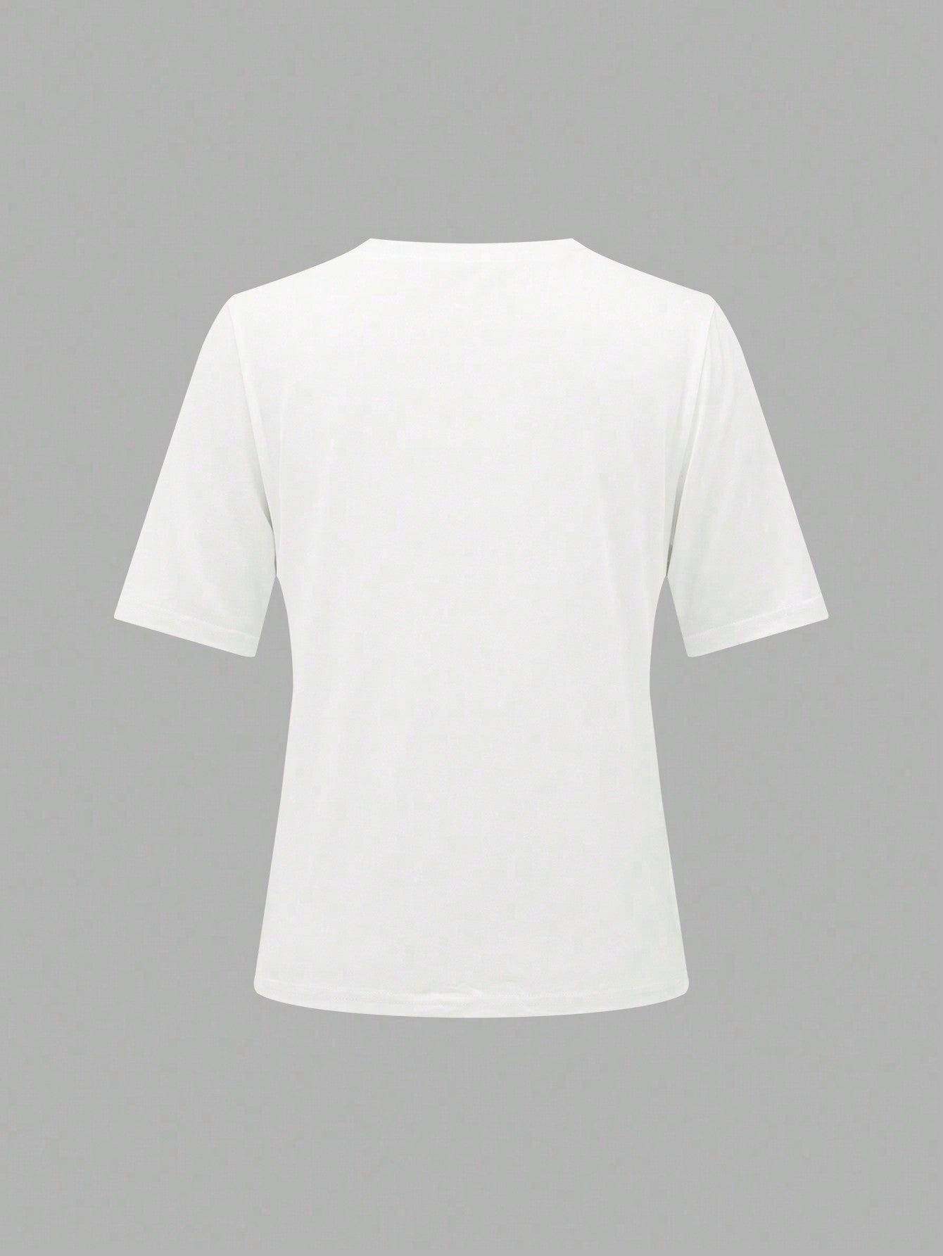 SHEIN ChicEase Women Solid Color Simple Daily T-Shirt White