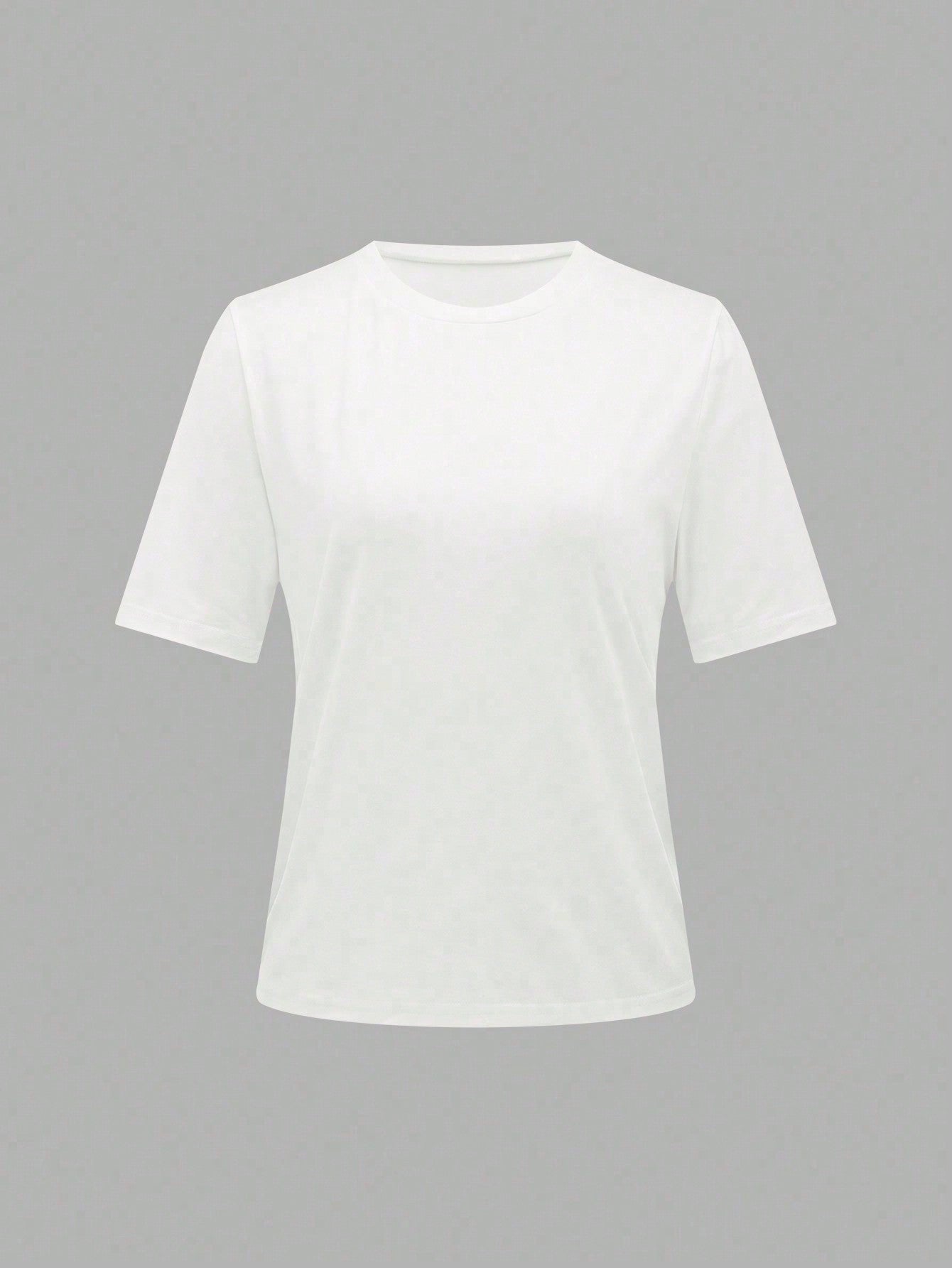 SHEIN ChicEase Women Solid Color Simple Daily T-Shirt White
