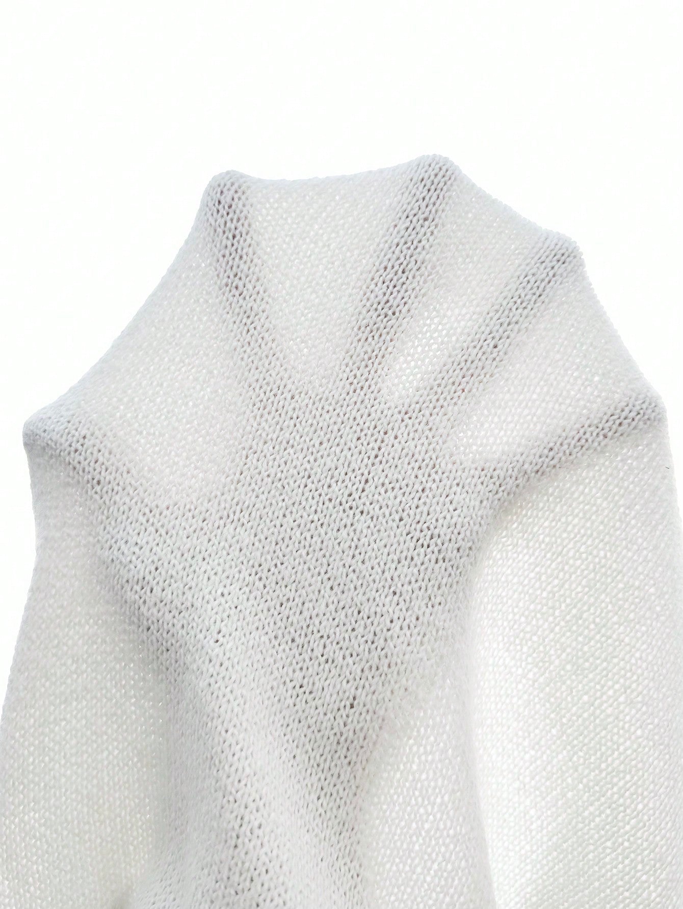 SHEIN Clasi Ladies' Solid Color Drop Shoulder Casual Sweater White