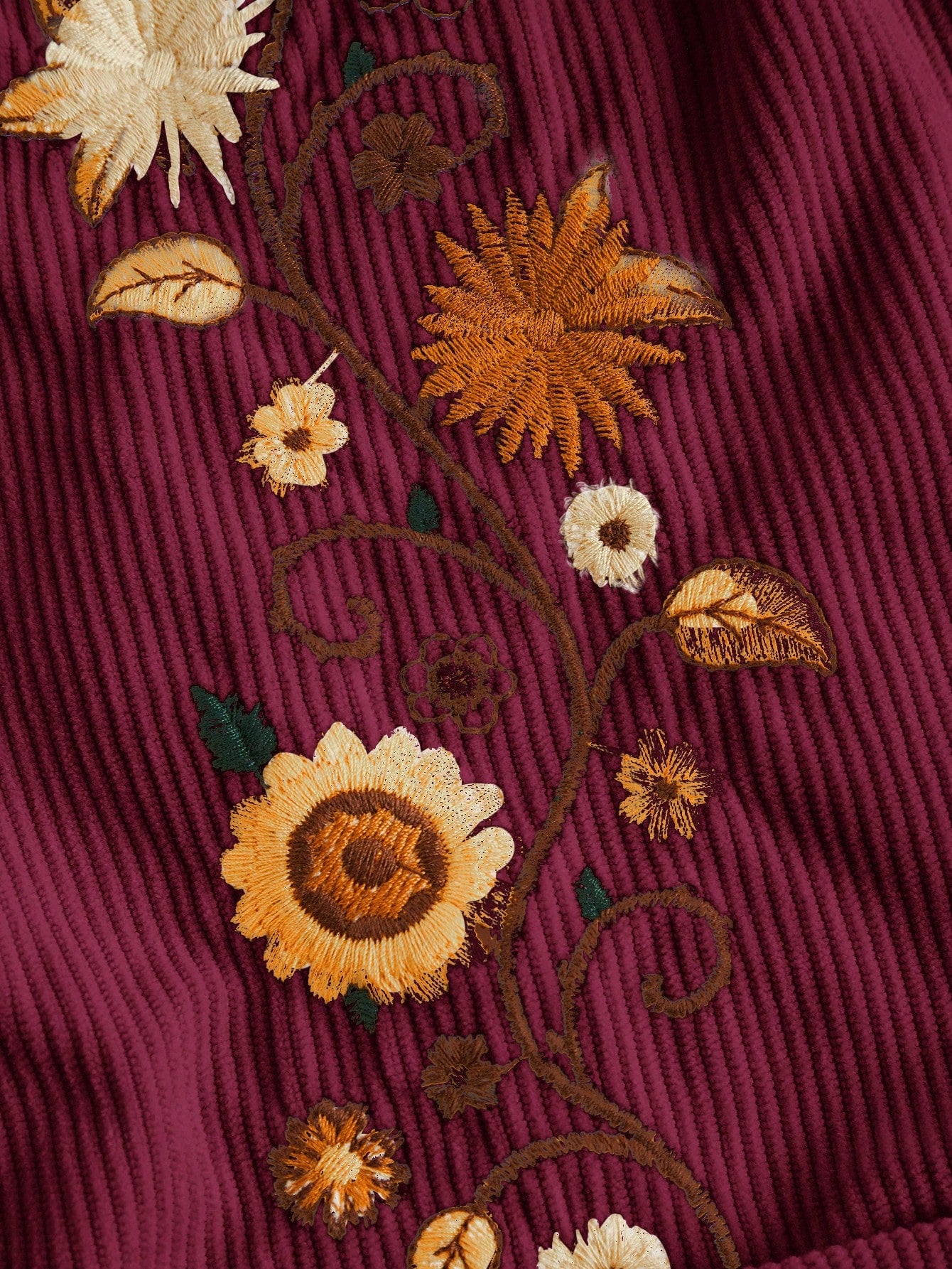 ROMWE Hippie Women's Vacation Casual Floral Embroidered Shorts Burgundy
