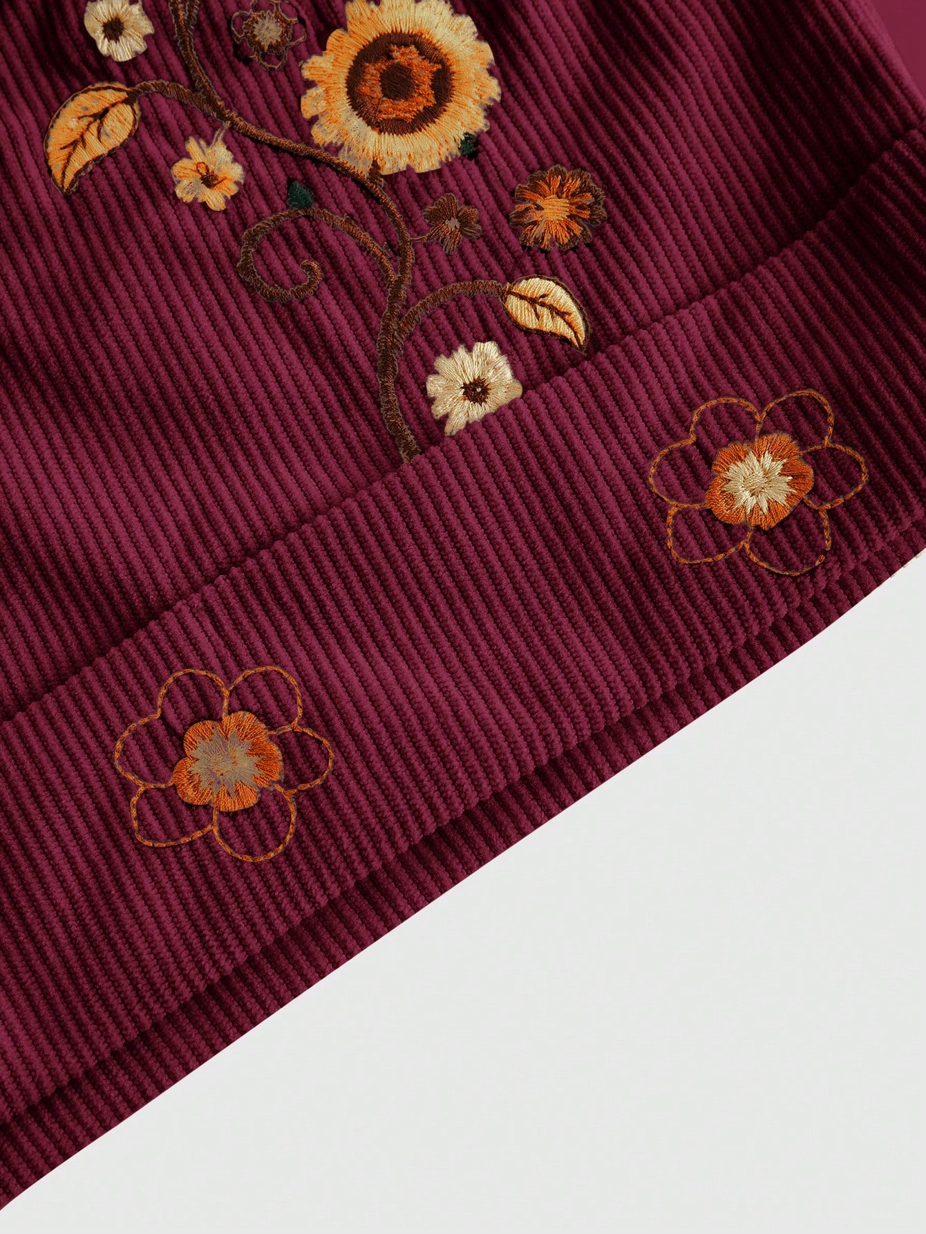 ROMWE Hippie Women's Vacation Casual Floral Embroidered Shorts Burgundy