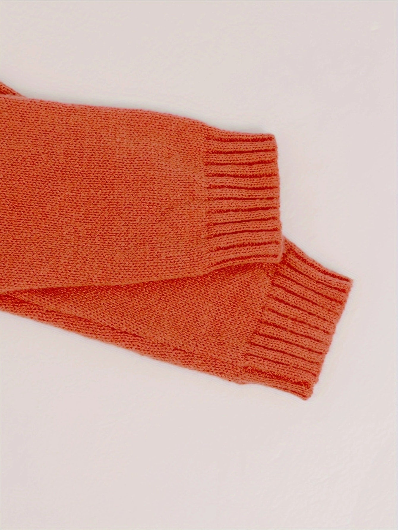 Custom MadeSimple Solid Color V-Neck Knit Sweater, Loose & Slimming, Elegant Casual Style, Pullover Long Sleeve Top, Autumn-Winter Burnt Orange