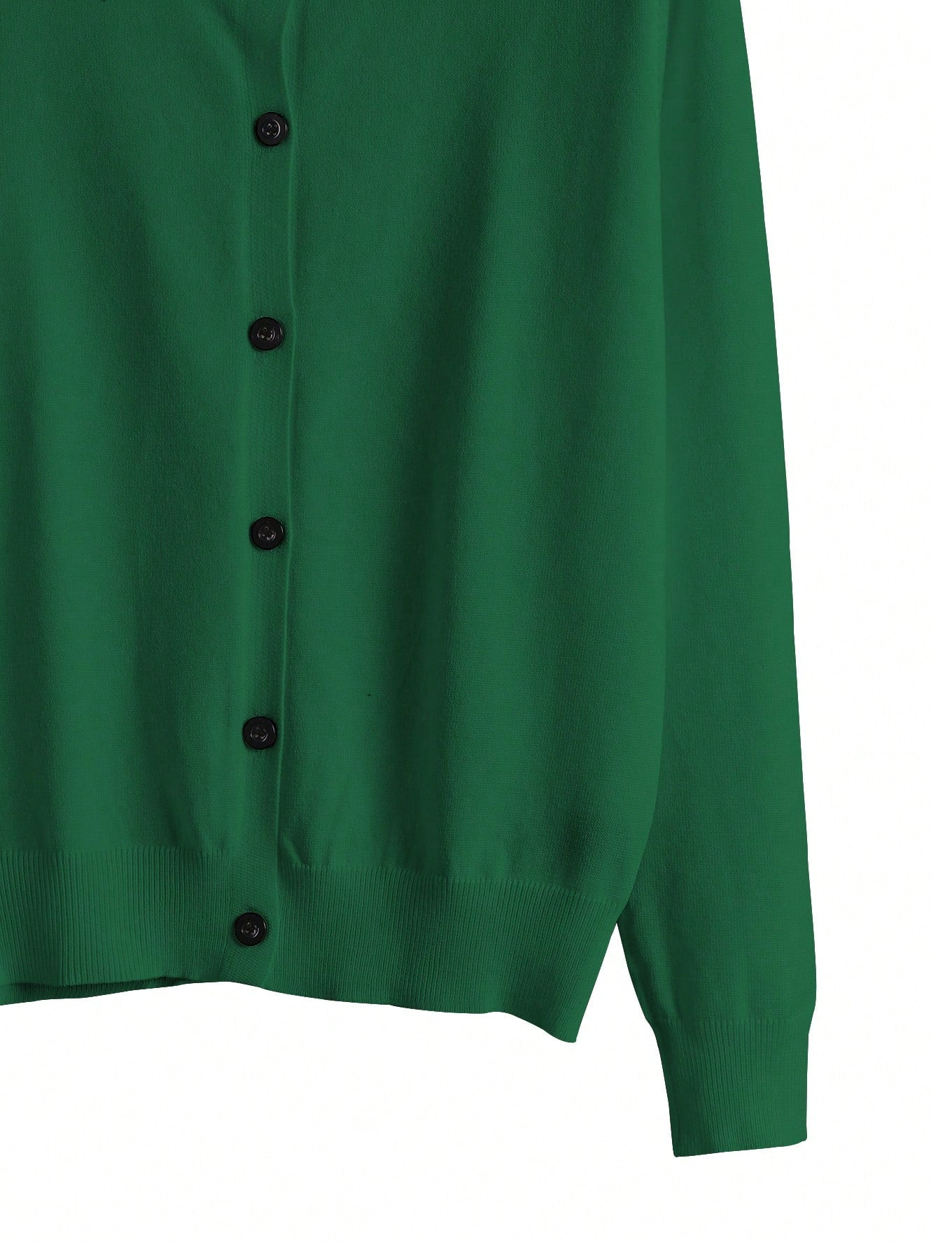 SHEIN ChicEase Women's Loose Solid Color Casual Long Sleeve Short Cardigan, Autumn/Winter,Long Sleeve Tops Green
