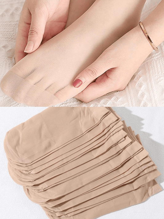 10 Pairs Solid Color Crew Socks, Casual Wear For Daily Life And Home Apricot